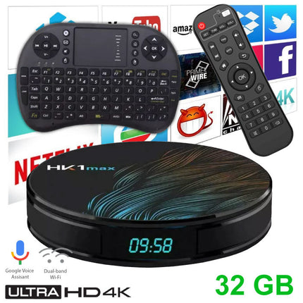 HK1 Max 4K TV Box Mediaspeler Android Kodi - 4GB RAM - 32GB Opslagruimte + Draadloos Toetsenbord