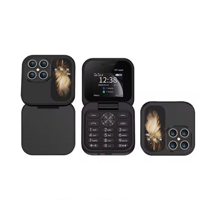 I17 Mini Vouwbare Telefoon - 1.77 inch HD Scherm - Dual SIM - 1000mAh Batterij - Zwart