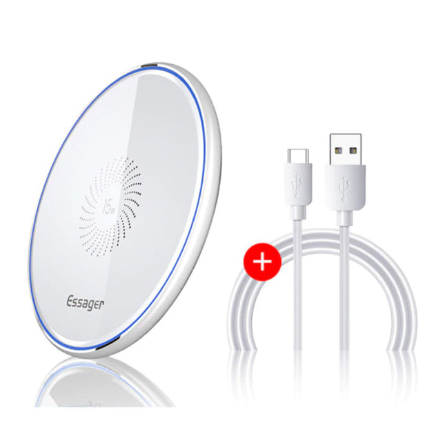 15W Qi Universele Draadloze Oplader - 2A Snelladen Wireless Charging Pad Wit