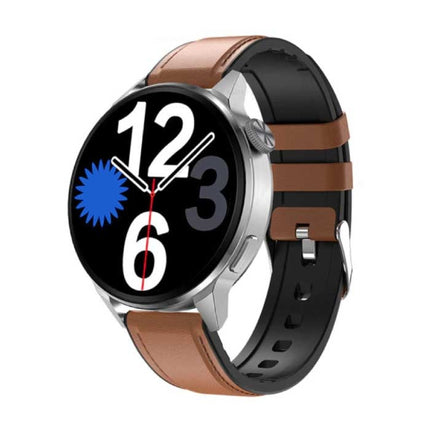 Smartwatch Fitness Sport Activity Tracker Horloge - NFC / ECG / GPS / IP68 - Leer Bandje Bruin