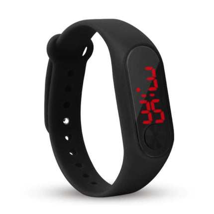 Digitaal Horloge Polsband - Silicoon Bandje LED Scherm Sport Fitness - Zwart