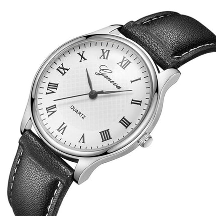 Klassiek Horloge voor Heren - Kwarts Uurwerk Leren Bandje Zilver