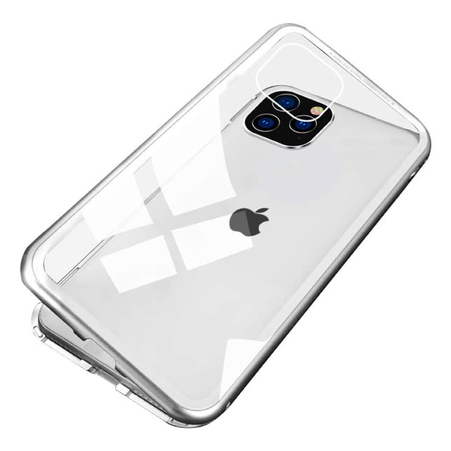iPhone 12 Mini Magnetisch 360° Hoesje met Tempered Glass - Full Body Cover Hoesje + Screenprotector Wit