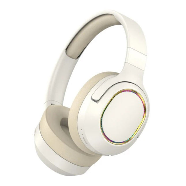 Draadloze RGB Koptelefoon met Microfoon - Bluetooth 5.0 Wireless Headset Beige