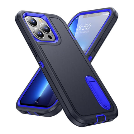 iPhone SE (2022) Armor Hoesje met Kickstand - Shockproof Cover Case Blauw