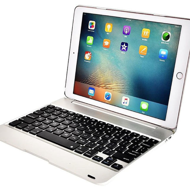 Toetsenbord Hoes voor iPad Mini 4/5 - QWERTY Multifunctionele Keyboard Bluetooth Aluminium Smart Cover Case Hoesje Zilver