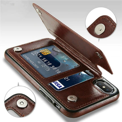 Retro iPhone 6 Leren Flip Case Portefeuille - Wallet Cover Cas Hoesje Rose Gold