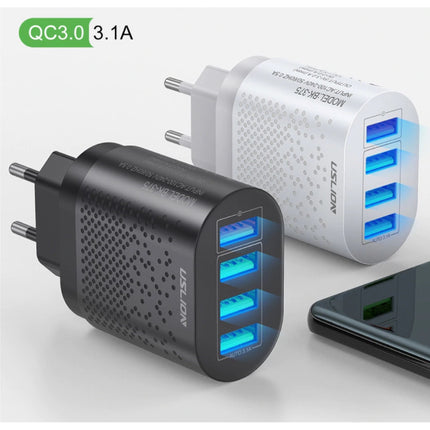 Quad 4x Port 48W USB Stekkerlader - Quick Charge 3.0 Muur Oplader Wallcharger AC Thuislader Adapter Wit