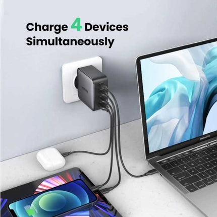 100W Stekkerlader - Quad Port PD / Quick Charge 3.0 - GaN Power Delivery USB Fast Charge - Oplader Muur Wallcharger AC Thuislader Adapter Zwart