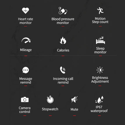 Sports Smartwatch Fitness Sport Activity Tracker Smartphone Horloge iOS Android iPhone Samsung Huawei Rood