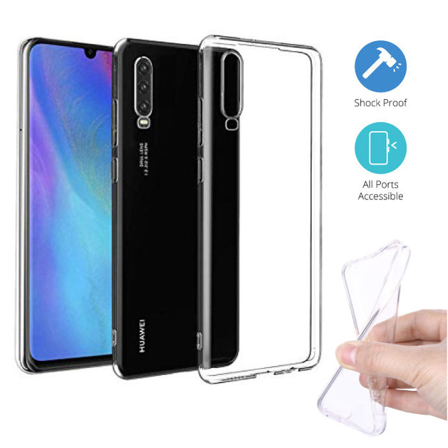 Huawei P30 Transparant TPU Hoesje + Screen Protector Tempered Glass