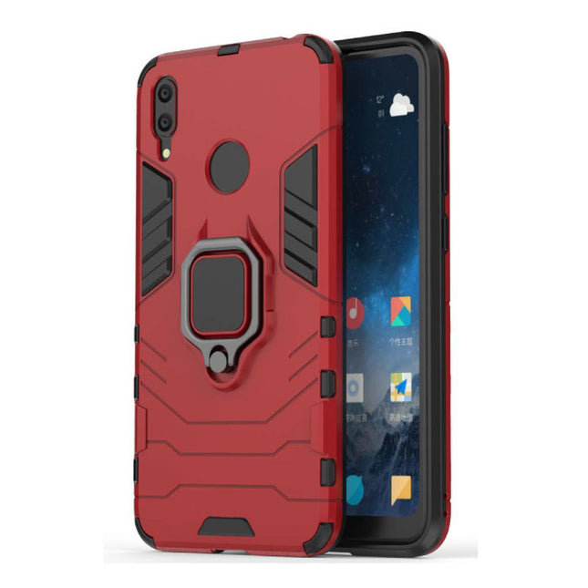 Huawei Y7 2019 Hoesje  - Magnetisch Shockproof Case Cover Cas TPU Rood + Kickstand