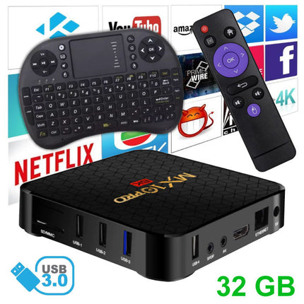 MX10 Pro 6K TV Box Mediaspeler Android 9.0 Kodi - 4GB RAM - 32GB Opslagruimte + Draadloos Toetsenbord