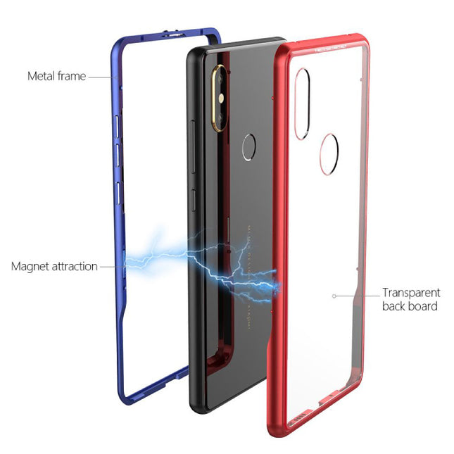 Samsung Galaxy A10 Magnetisch 360° Hoesje met Tempered Glass - Full Body Cover Hoesje + Screenprotector Blauw