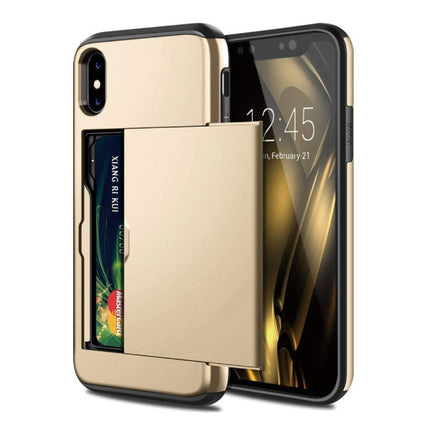 iPhone XR - Wallet Card Slot Cover Case Hoesje Business Goud 