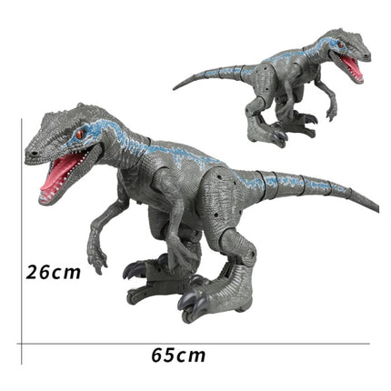 XL RC Velociraptor Dinosaurus met Afstandsbediening - Bestuurbaar Speelgoed Robot Raptor Blauw-Grijs