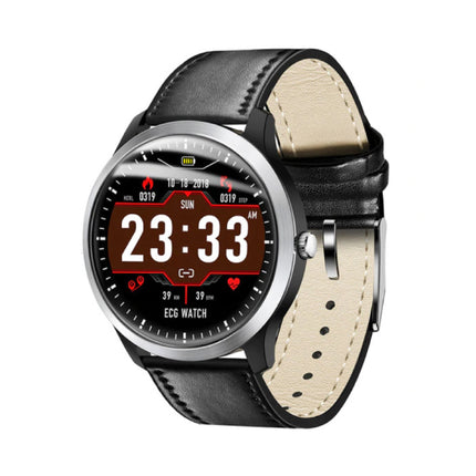 N58 Sports Smartwatch ECG+PPG Fitness Sport Activity Tracker Smartphone Horloge iOS Android iPhone Samsung Huawei Zwart Leer