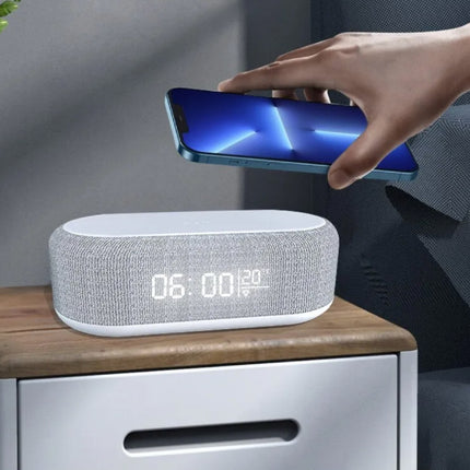 Draadloze Oplader Klok - LED Verlichting Wekker Temperatuur Draadloos Opladen Fast Charge Qi Universeel 15W - Wit