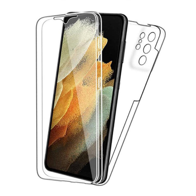 Samsung Galaxy S22 Ultra 5G Full Body 360° Hoesje - Volledige Bescherming Transparant TPU Silicone Case + PET Screenprotector