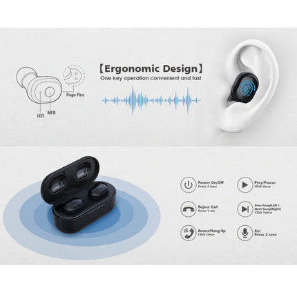 TW01 TWS Draadloze Oortjes Bluetooth 5.0 Ear Wireless Buds Earphones Earbuds Oortelefoon Zwart