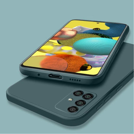 Samsung Galaxy A42 Square Silicone Hoesje - Zachte Matte Case Liquid Cover Donkergroen