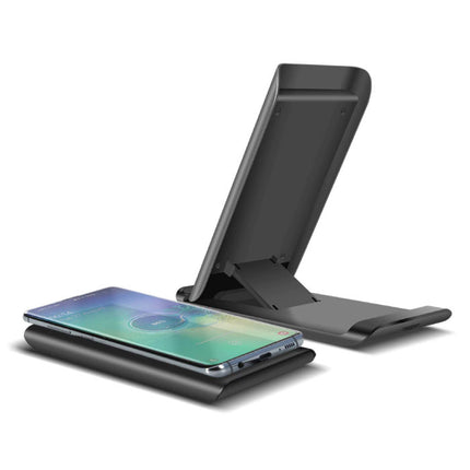 Qi Draadloze Oplader Bureau Standaard 15W - Type C Universeel Telefoonhouder Wireless Charging Pad Zwart