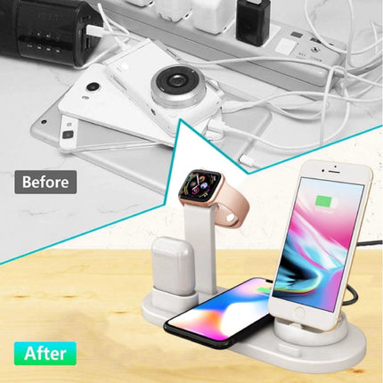 4 in 1 Oplaadstation voor Apple iPhone / iWatch / AirPods -  Charging Dock 10W Wireless Pad Wit