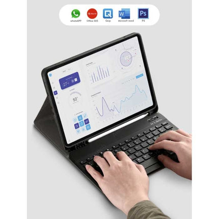 RGB Toetsenbord Hoes en Muis voor iPad Pro 11" - QWERTY Multifunctionele Keyboard Bluetooth Smart Cover Case Hoesje Geel