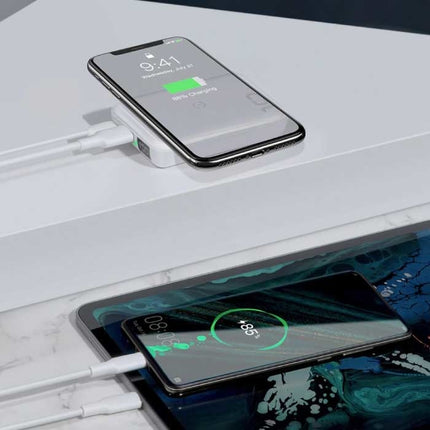 10.000mAh Qi Draadloze Oplader & Powerbank - Noodaccu Batterij met LED Scherm Zwart