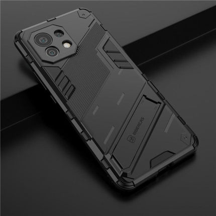 Xiaomi Mi 11 Lite Hoesje met Kickstand - Shockproof Armor Case Cover TPU Zwart