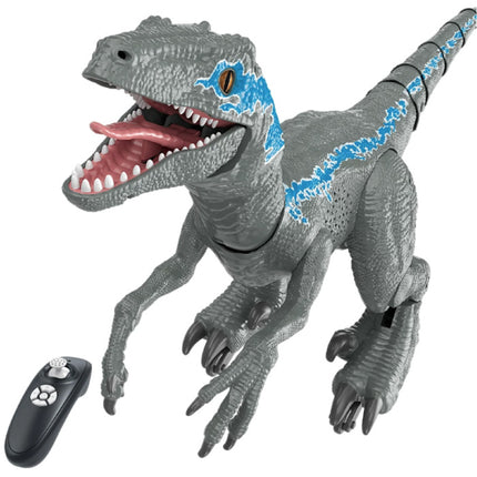XL RC Velociraptor Dinosaurus met Afstandsbediening - Bestuurbaar Speelgoed Robot Raptor Blauw-Grijs