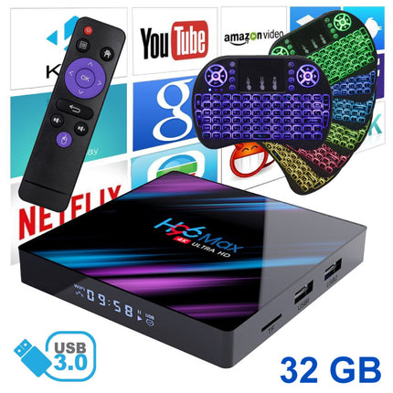H96 Max 4K TV Box Mediaspeler Android Kodi - 4GB RAM - 32GB Opslagruimte + Draadloos Toetsenbord