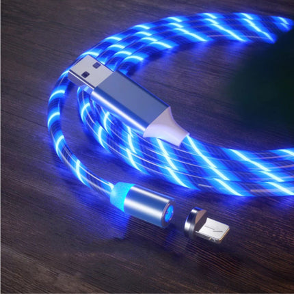 USB 2.0 - iPhone Lightning Magnetische Oplaadkabel 1 Meter Gevlochten Nylon Oplader Data Kabel Data Blauw