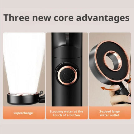 Booster Douchekop - Hoge Druk 3-modi Badkuip Badkamer Douche - Zwart