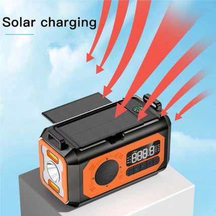 12000mAh Radio Powerbank op Zonne-energie met Dynamo - Ingebouwde Zaklamp - Batterij Oplader Noodradio Ontvanger - Zwart