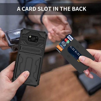 Xiaomi Poco X3 Pro - Armor Card Slot Hoesje met Kickstand - Wallet Cover Case Groen