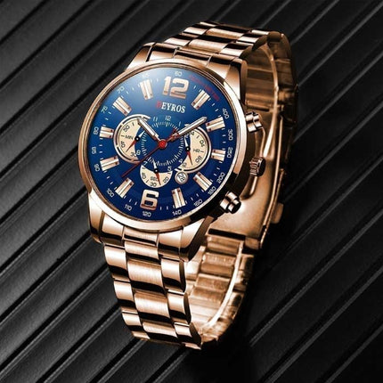 Roestvrij Staal Sport Horloge voor Heren - Kwarts Uurwerk Kalender Lichtgevende Klok Staal Zwart Rood