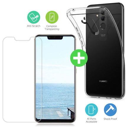 Huawei Mate 20 Lite Transparant TPU Hoesje + Screen Protector Tempered Glass 