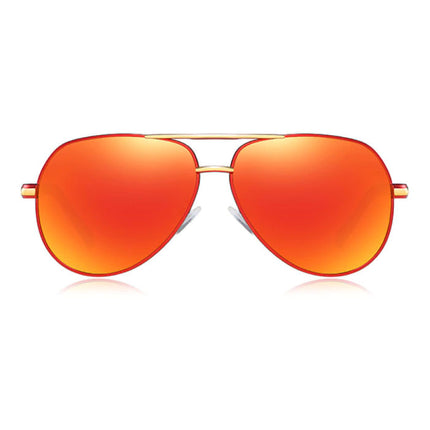 Vintage Shades Zonnebril - Roestvrij Staal Legering Pilotenbril met UV400 en Polarisatie Filter voor Mannen - Oranje-Rood
