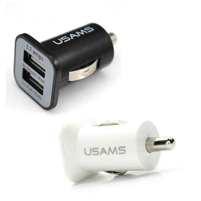 10-Pack USAMS Dual Autolader/Carcharger Zwart/Wit