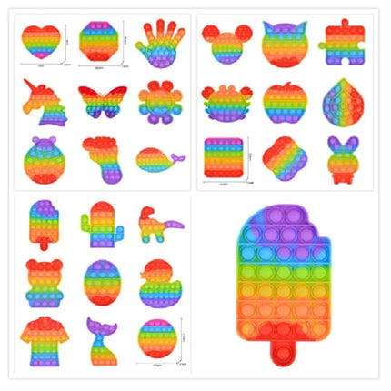 Pop It - Fidget Anti Stress Speelgoed Bubble Toy Siliconen Puzzelstuk Regenboog