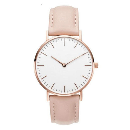 Minimalistisch Horloge voor Dames - Modieus Kwarts Uurwerk Leer Bandje Roze