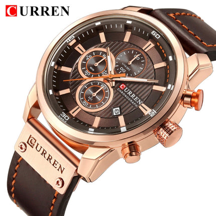 Heren Horloge met Leren Bandje - Anoloog Luxe Kwarts Uurwerk voor Mannen - Roestvrij staal - Bruin