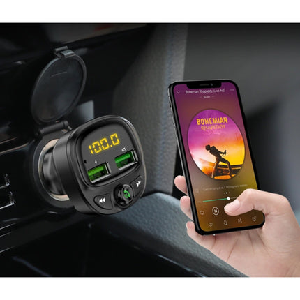Dual USB Autolader Bluetooth Transmitter Handsfree Oplader FM Radio Kit Met SD-Kaart Slot Zwart