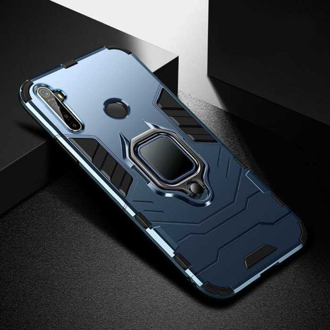 Oppo Realme 5 Hoesje  - Magnetisch Shockproof Case Cover + Kickstand Blauw