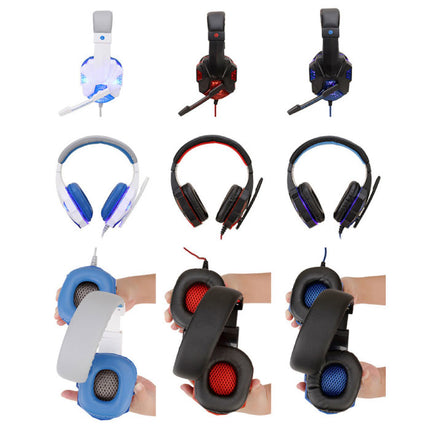 Bass HD Gaming Headset Stereo Koptelefoon Headphones met Microfoon voor PlayStation 4 / PC Blauw