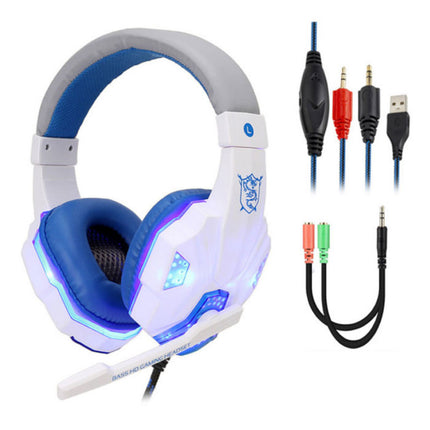 Bass HD Gaming Headset Stereo Koptelefoon Headphones met Microfoon voor PlayStation 4 / PC Wit