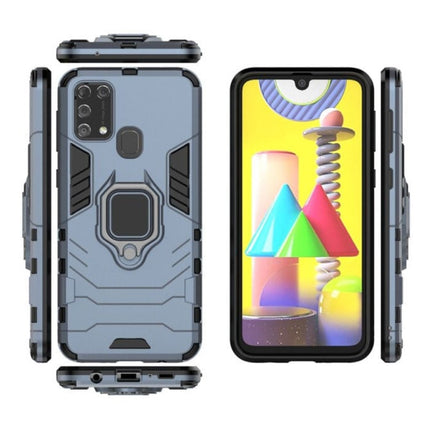 Samsung Galaxy A50 Hoesje  - Magnetisch Shockproof Case Cover Cas TPU Blauw + Kickstand