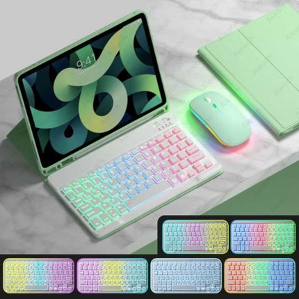 RGB Toetsenbord Hoes en Muis voor iPad Pro 11" - QWERTY Multifunctionele Keyboard Bluetooth Smart Cover Case Hoesje Groen