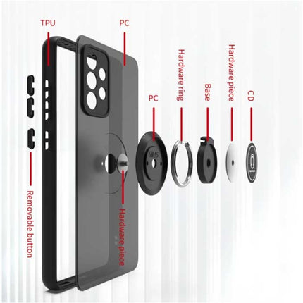 Samsung Galaxy S21 Plus Hoesje met Ring Kickstand en Magneet - Schokbestendige Cover Case Zwart-Rood